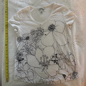 WHBM Floral Print White T-Shirt, L